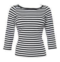Boatneck Top Black/White Stripes-XXXXL | 42% korting