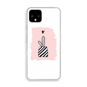 Zwart-wit cactus: Pixel 4 Transparant Hoesje
