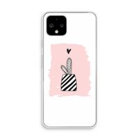 Zwart-wit cactus: Pixel 4 Transparant Hoesje