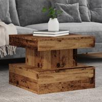 Salontafel met LED-verlichting 50x50x40 cm oud houtkleurig