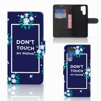 Huawei P30 Pro Portemonnee Hoesje Flowers Blue DTMP - thumbnail