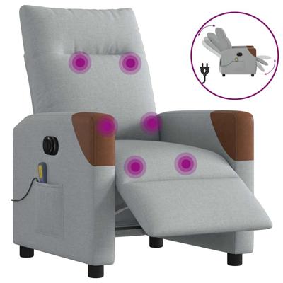 Massagestoel elektrisch verstelbaar stof lichtgrijs