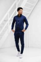 Malelions Logo Zip Trainingspak Heren Blauw - Maat XXL - Kleur: Donkerblauw | Soccerfanshop
