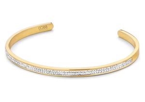 CO88 Collection 8CB-90172 - Stalen open bangle met kristal - one-size - goudkleurig