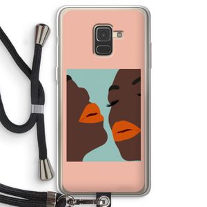 Orange lips: Samsung Galaxy A8 (2018) Transparant Hoesje met koord