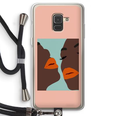 Orange lips: Samsung Galaxy A8 (2018) Transparant Hoesje met koord