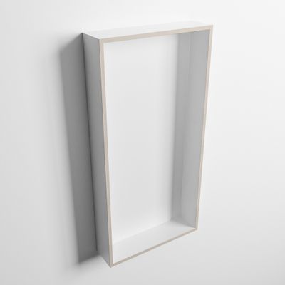 MONDIAZ EASY Nis 59,5x29,5cm in solid surface kleur Linen | Talc. 1 vak geschikt voor in- of opbouw