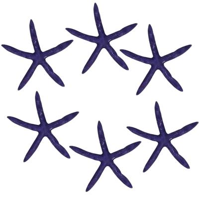 Decoratie paarse zeesterren - set 6x stuks - namaak artikel - zeesterren - maritiem leven