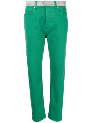 Alexandre Vauthier jean à ceinture strassée - Vert