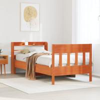 Bedframe zonder matras massief grenenhout wasbruin 75x190 cm