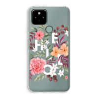 Hello in flowers: Google Pixel 5 Transparant Hoesje
