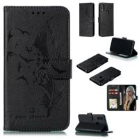 Feather patroon Litchi textuur horizontale Flip lederen draagtas met portemonnee & houder & kaartsleuven voor Xiaomi Redmi 7 (zwart)