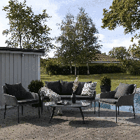 Nohr Loungeset 'Felica' Met bank, 2 loungestoelen en tafel, kleur Antraciet