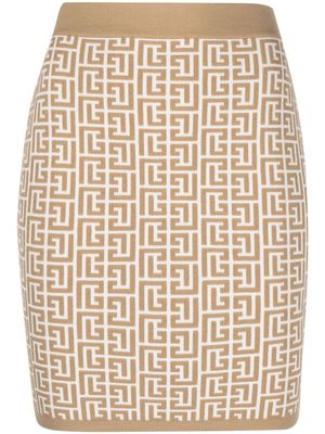 Balmain minijupe à motif monogrammé - Tons neutres