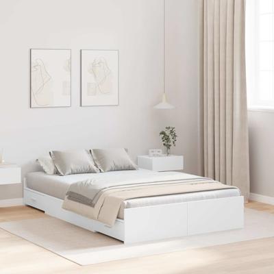 Opbergbedframe met hoofdeinde Wit 120 x 190 cm Bewerkt hout