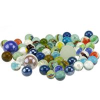 60x Glazen gekleurde speelgoed knikkers in net   - - thumbnail