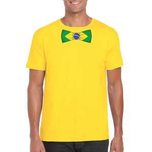 Geel t-shirt met Brazilie vlag strikje heren