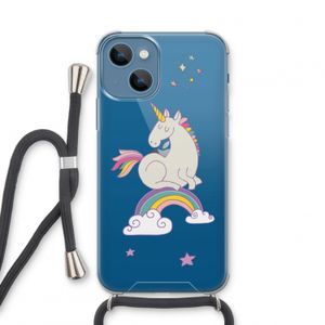 Regenboog eenhoorn: iPhone 13 mini Transparant Hoesje met koord