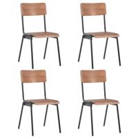 Eetkamerstoelen 4 st massief multiplex staal bruin Eetkamerstoelen 4 st massief multiplex staal bruin