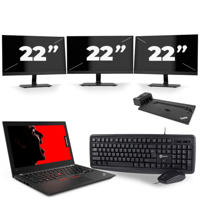 Lenovo ThinkPad X280 - Intel Core i7-8e Generatie - 12 inch - 8GB RAM - 256GB SSD - Windows 11 + 3x 22 inch Monitor