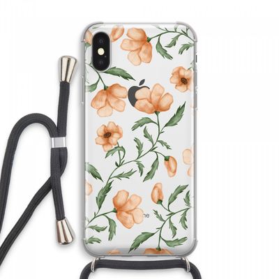 Peachy flowers: iPhone XS Max Transparant Hoesje met koord