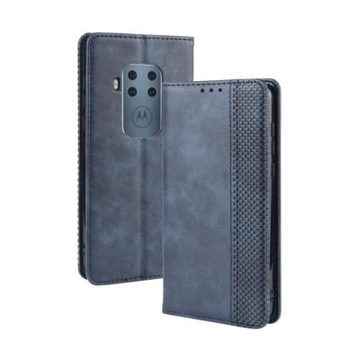 Magnetische Buckle retro Crazy Horse textuur horizontale Flip lederen case voor Motorola Moto One Pro met houder & kaartsleuven & fotolijstjes (blauw