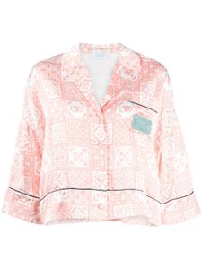 Off-White chemise en satin à imprimé graphique - Rose