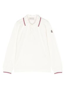 Moncler Enfant polo en coton à patch logo - Blanc