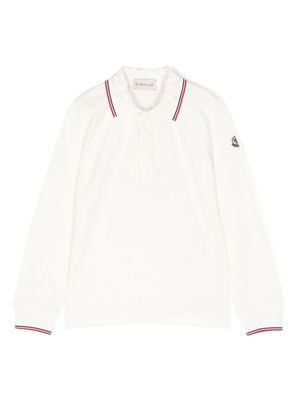 Moncler Enfant polo en coton à patch logo - Blanc