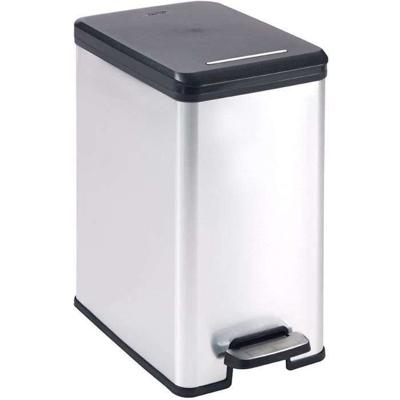 Slanke prullenbak - SLIM BIN - CURVER - 25L - Compact ontwerp - 41 x 27 x 55 cm - Metallic grijs
