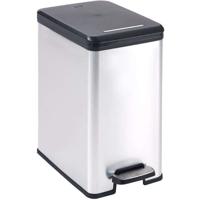 Slanke prullenbak - SLIM BIN - CURVER - 25L - Compact ontwerp - 41 x 27 x 55 cm - Metallic grijs