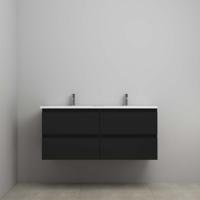 On-Line Onderkast - 120 cm - Voorgemonteerd - Acryl Wastafel - 2 Kraangaten - Mat Zwart