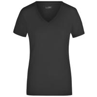 James & Nicholson t-shirt v-hals - dames - zwart - stretch - korte mouwen