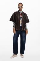 Poncho met leerlook - BROWN - U