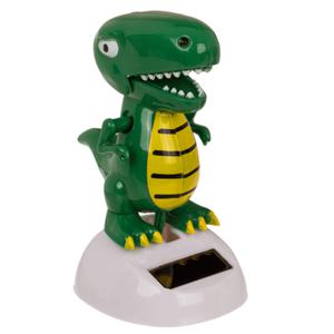 Solar bewegend figuur/beestje - dinosaurus - bewegende bek - groen - kunststof - 11 cm