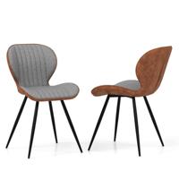 Set van 2 Eetkamerstoelen Gevoerde Accentstoelen met Gebogen Rugleuning en Verstelbare Voetkussens voor Woonkamer Eetkamer