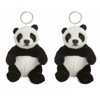 Set van 2x stuks wNF pluche pandabeer sleutelhanger 10 cm