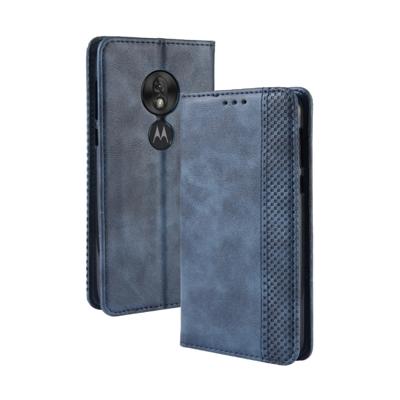 Magnetische Buckle retro textuur horizontale Flip lederen case voor Motorola Moto G7 Play (EU versie) met houder & kaartsleuven & portemonnee (blauw)