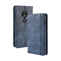 Magnetische Buckle retro textuur horizontale Flip lederen case voor Motorola Moto G7 Play (EU versie) met houder & kaartsleuven & portemonnee (blauw)