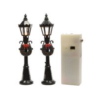 Lumineo kerstdorp lantaarns/lantaarnpalen - 2x st - 12 cm - kerstdorp accessoires - thumbnail