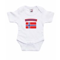 Norway / Noorwegen landen rompertje met vlag wit voor babys 92 (18-24 maanden)  -