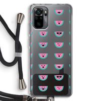 Smiley watermeloenprint: Xiaomi Redmi Note 10 Pro Transparant Hoesje met koord