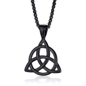 Heren ketting Mendes Edelstaal Triquetra Knoop Zwart