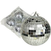 Discobal kerstballen - 12x stuks - zilver - 8 cm - kunststof -spiegelbol