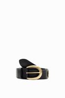 Leren riem met plaatjes - BLACK - 85