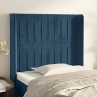 Hoofdbord met randen 93x16x118/128 cm fluweel donkerblauw