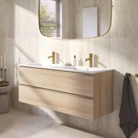 Ben Tendenza badmeubel incl. keramische wastafel met 2 kraangaten 120x46x52cm urban oak