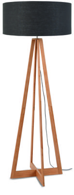 Good&Mojo Vloerlamp 'Everest' Bamboe en Eco linnen, kleur Donkergrijs