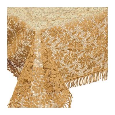 Unique Living tafelkleed/tafellaken - buiten/binnen - goudgeel - 140 x 180 cm - Kant patroon