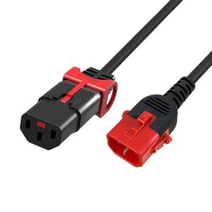 ACT AK5502 Netsnoer C13 / C14 Dual IEC LOCK | Zwart | 1 meter